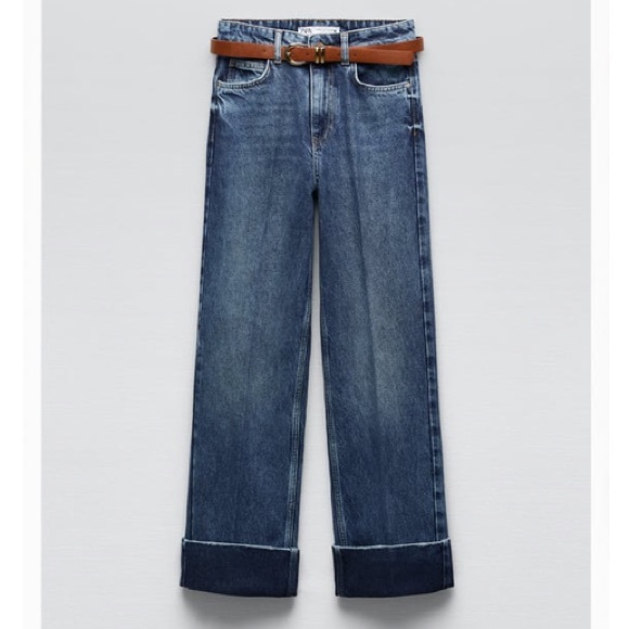 Zara Denim - New with tags! Zara belted high waist wide leg jeans. Size 32 or 0